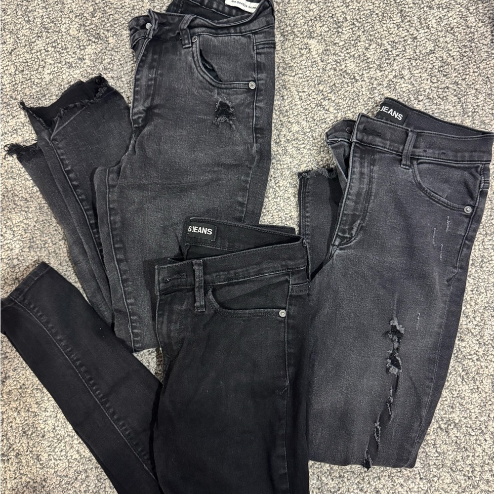 Express Black Distressed Skinny Jeans